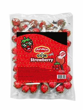 Durukan Tyggegummi Maxi Jordbær Lollipop 16GR X 48 stk.
